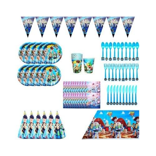 Disney Toy Story Theme Cartoon Paper Party Supplies Cup Plate balloons Toy Story Birthday Party Banner Disposable Decoration