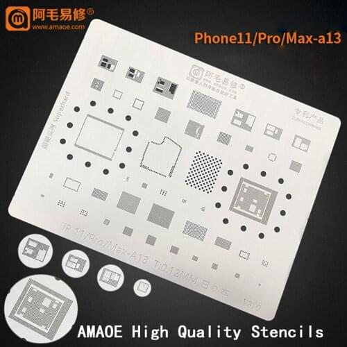 For iPhone 11 pro max xs xs x A13/A12/A11/A10/A9/A8/A7 CPU U2 IC PMIC CHIP steel mesh BGA Reballing Stencil Tin Solder Template