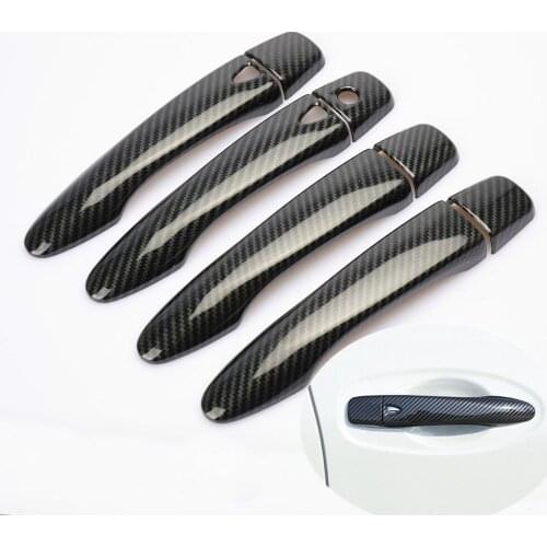 For Nissan Versa Tiida 2019 2020 2021 CARBON FIBER CHROME DOOR HANDLE COVER CATCH CAP TRIM MOLDING ACCESSORIES