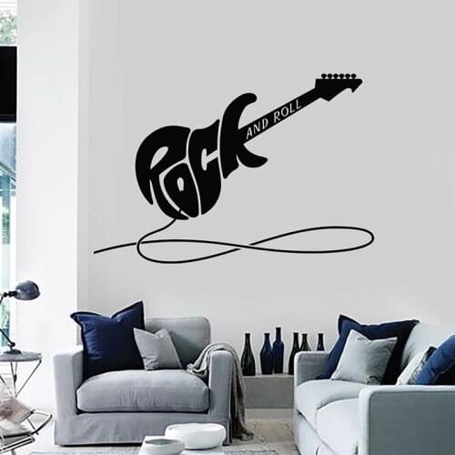 Electric Guitar Wall Decal Rock and Roll Musical Instrument Vinyl Window Stickers Music Room Teens Boy Dorm Interior Decor E818