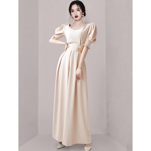 Hot Sale Ladies Sexy Vintage Romper Long Pants Women Slim Wide Leg Jumpsuit Puff Sleeve Solid Casual Pants