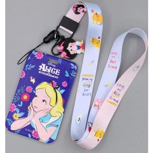 LT826 Cartoons Alice in Wonderland Kids Neck Straps lanyard Car Keychain ID Card Pass Mobile Phone Key Ring Badge Holder Jewelry