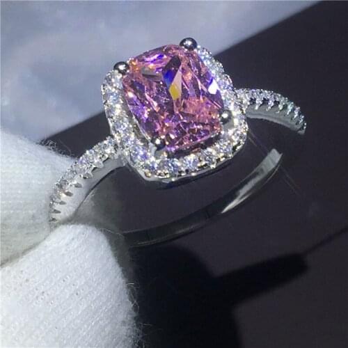 Fashion ring cushion cut Mutil 5A Zircon Crystal Silver color Engagement wedding band rings for women Festival jewelry