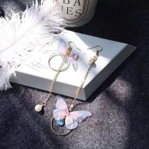 New Korean Statement Asymmetric Bowknot Tassel Pearl Earrings for Women Fashion Vintage 2021 Female Jewelry