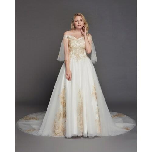 New Way From The Shoulder Halfcap Motherhood Wedding Dress Bridal gown Tip Applique Plus Size Simple Ballgown Robe De mariee