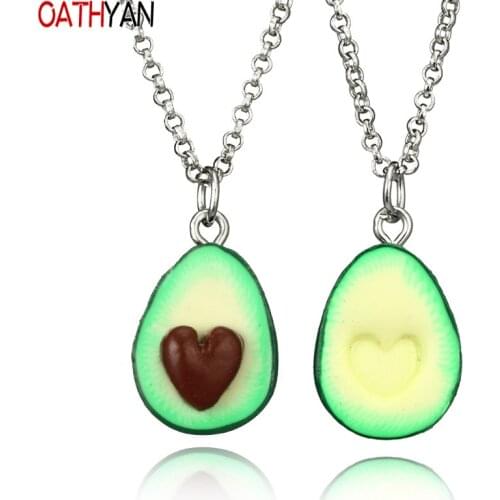 OATHYAN Newest Fashion Fruit Avocado Pendants Heart Long Chain Necklaces For Women Lovers' Best Friend Necklace Gifts Jewelry
