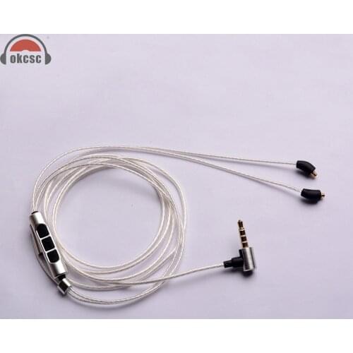 OKCSC For Beyerdynamic XELENTO MMCX Connector Aftermarket Cable 3.5 With Mic OCC Single Crystal Silver for Phone IOS and Andriod