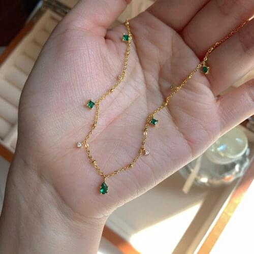 Emerald pendant real 14k gold necklace emstone pendant for Women Wedding Engagement Jewelry Gorgeous Promise