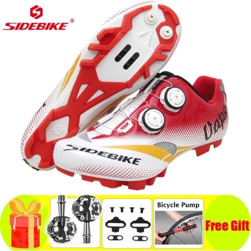 SIDEBIKE Professional MTB Cycling Shoes Outdoor Athletic Mountain Bike self-locking Bicycle Shoes SPD Cleated pedals sneaker