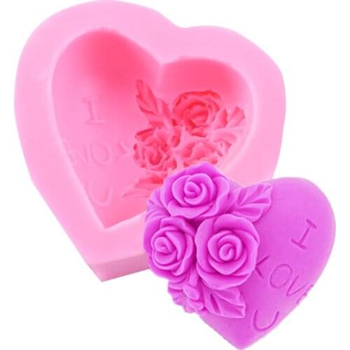 3d Rose Silicone Soap Mold Cake Decorating Heart Mould Tools Form Love Fondant Handmade Mold Cupcake Baking Soap Tools