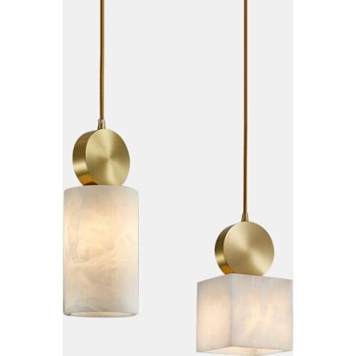 Modern Copper Dining Room Pendant Light Single Head Bar Table Suspension Lamp Marble Simple Bedroom Nordic Handing Lamp PA0701