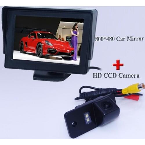 Glass lens materinal car rear reversing camera with screen monitor 4.3" display 2 in 1 set adapt for Audi A3 A4 A6 A8 Q5 Q7 A6L