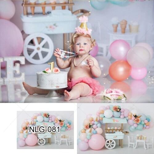 Baby Ice Cream Backdrop Kid Portrait Cake Smash Balloon Child 1st Birthday Background Party Vinyl Decor Photo Studio Photocall