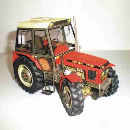 1:32 DIY Czech Zetor 7745-7211 Tractor Card Model Building Toy Car Model Manual Sets Educational Agricultural Machinery