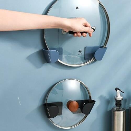 1Pair Pot Lid Holder Wall-Mounted Hanging Holder For Pan Pot Cover Rack Kitchen Organizer Plastic Kitchen Storage Rack