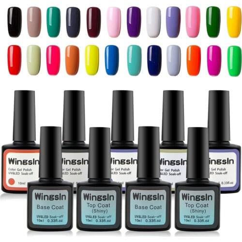 10ml UV LED Nail Gel Polish Set With Base Coat Shiny And Matte Top Coat Nail Art Manicure Nail Varnish Kit