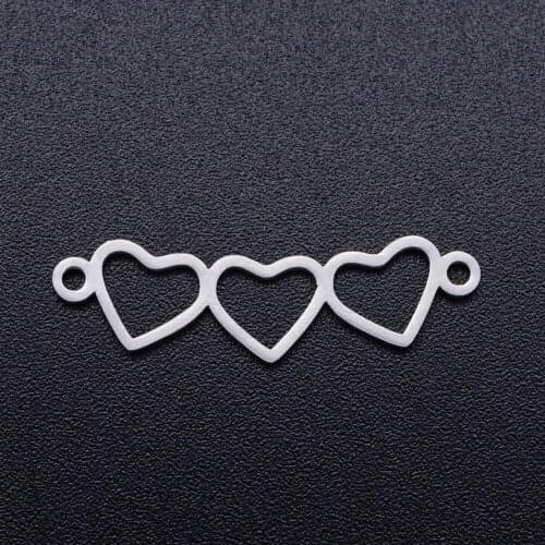 10pcs/lot Real Stainless Steel Star Heart Angel DIY Connectors Charms For Making Bracelet Necklace Accessories