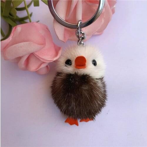 100% Handmade Real Fur Little Brown Dark Keychain Car Key Finder Cute Child Bag Pendant Accessories Gift