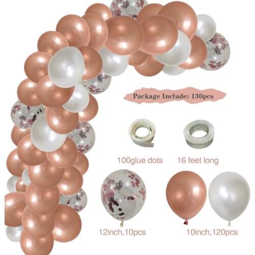 130Pcs Rose Gold Balloons Garland Arch Kit Retro Green Chorme Gold Latex Globos Birthday Valentine Wedding Party Decors