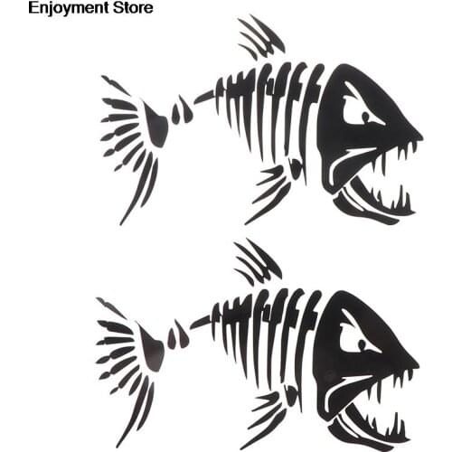 2Pcs Skeleton Fish Stickers Fish Teeth Mouth Stickers Graphics Accessories for Kayak Fishing Boat Canoe Dinghy Window Car