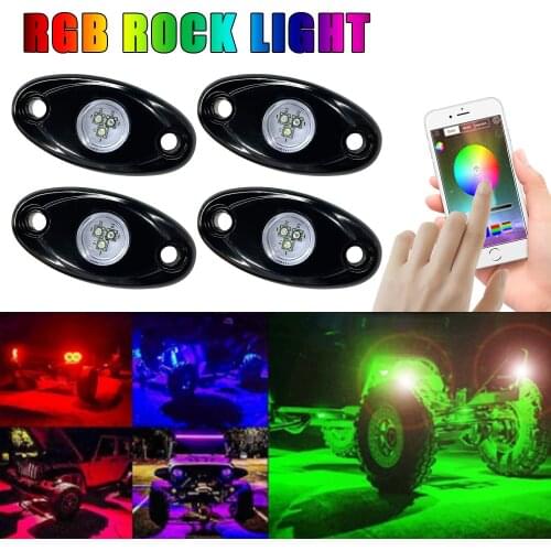 4/8pcs LED Bluetooth App Control 10-30V Underbody Neon Atmosphere Lamps Waterproof Car Accessories RGB Rock Music Lights
