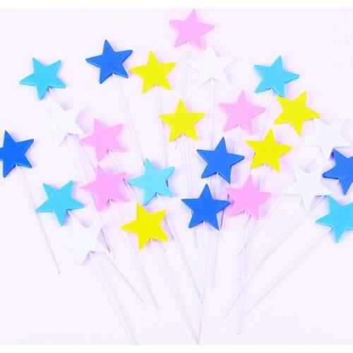 5pcs/set Sponge EVA Colorful Star Birthday Gift Wrapping Cake Topper Cakes Dessert Decorations