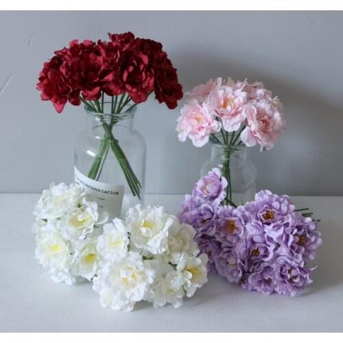 7pcs/lot Hibiscus Rose Artificial Flower Bouquet for Home Wedding Decoration Photography Props Fake Flowers