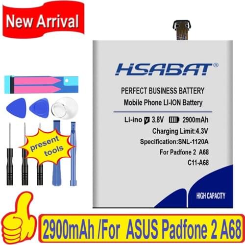 HSABAT 100% New Top Brand 2900mAh Battery For ASUS Padfone 2 A68 C11-A68