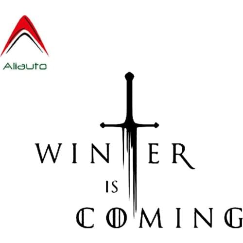 Aliauto Creative Car Sticker Funny Winter Is Coming Vinyl Motorcycles Decoration Reflective Decal Black/Silver,16cm*12cm