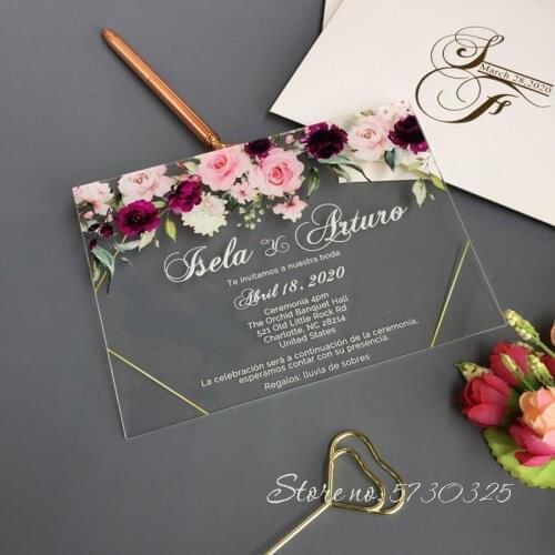 Free shipping acrylic wedding invitation personalized acrylic wedding cards convite de casamento acrylic invitations wholesale