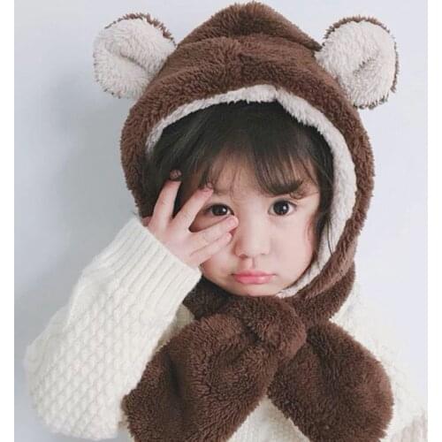 6M-10Y Baby Hat Lovely Ears Soft Kids Girl Boy Winter Cap Children Hat and Scarf Together