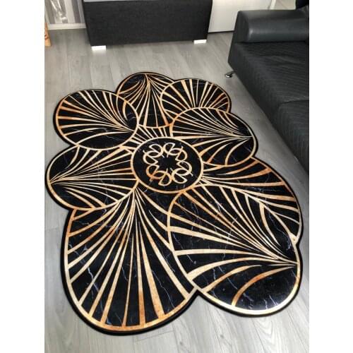 Home Decoration Living Room Rug Faux Leather Non-Slip Base Easy To Clean Special Cut Corridor Rug Premium Series Design Carpet