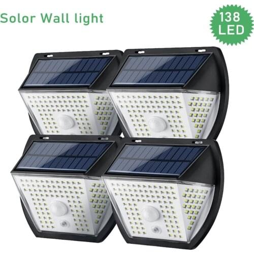 138/410 LEDS Solar Wall Lamps Solar Motion Sensor Light Solar Security Light Waterproof Outdoor Street Garden Decoration Lamp
