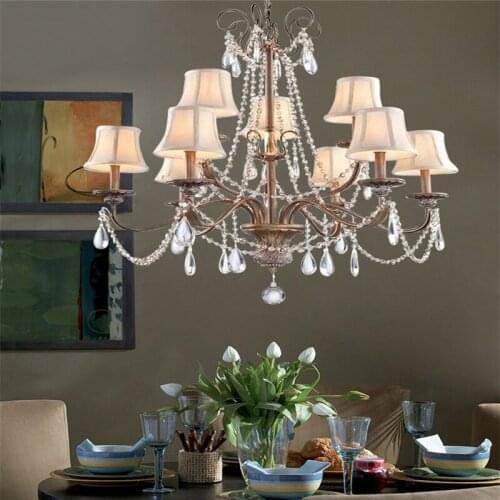 K9 Crystal Luxurious Chandeliers American European Classical Art Deco Suspension Lighting Living Room Hanging Lamp