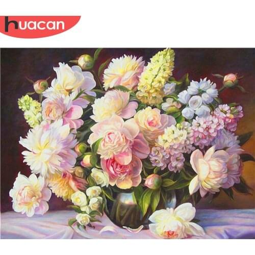 HUACAN 5D Diamond Embroidery Flower Craft Kit New Arrival Diamond Painting Peony Cross Stitch Home Decoration