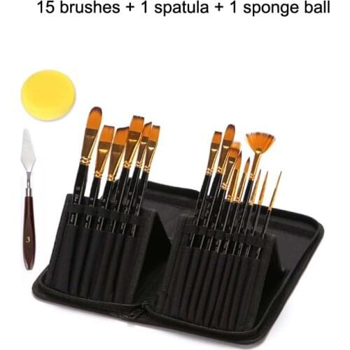15Pcs/Set Different Shape Round Pointed Tip Watercolor Gouache Paint Brushes Nylon Hair Painting Brush Set Art Supplies