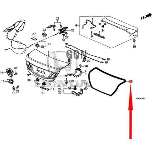 Trunk cover seal Hon daA CCO RD-2013 Rear door sealing strip Rear cover rubber strip Trunk cover gasket