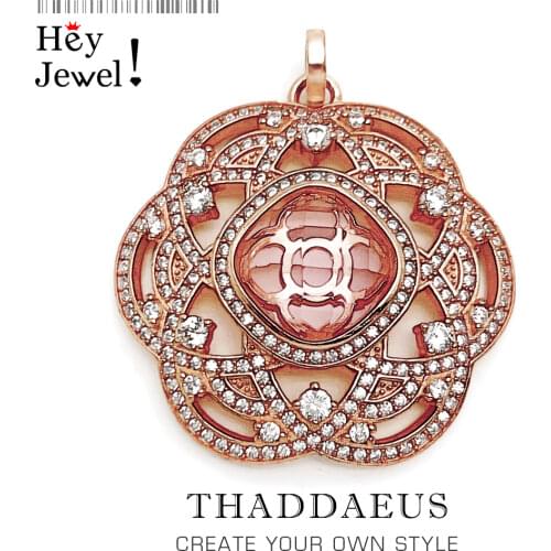 Pendant Rose Gold Flower Ornament,2019 Fashion Jewelry Romantic Europe Bijoux 925 Sterling Silver Accessories Gift For Woman