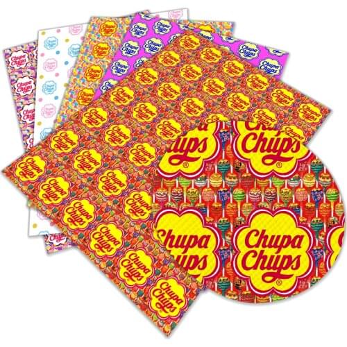 Delicious Lollipop Printed Faux Leather Sheets Candy A4 22x30cm for DIY Clothing Bag Shoes Hair Bow Accessories