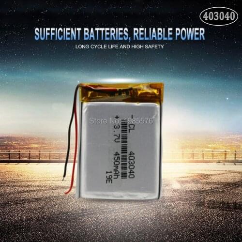 3.7V 450mAh 403040 Lithium Polymer Li-Po li ion Rechargeable Battery For MP3 MP4 GPS Bluetooth Tachograph Car DVR speaker cells