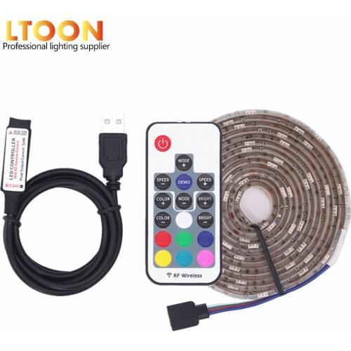 [LTOON]USB LED Strip lamp 2835SMD DC5V Flexible LED light Tape Ribbon 1M 2M 3M 4M 5M HDTV TV Desktop Screen Bias lighting