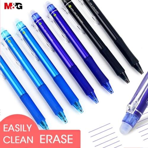 M&G Retractable Erasable Pen 0.5mm Erasable Gel Pen Pens writes erases refill heat vanish heat transfer pens school supplies