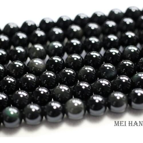 Meihan Free shipping 6mm 8mm 10mm 12mm 14mm natural obsidian round beads for bracelet jewelry making design or gift