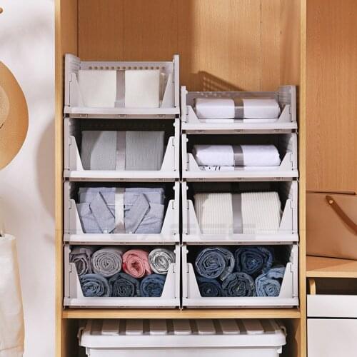 Layered Wardrobe Partition Storage Rack Drawer Type Folding Cabinet Stackable Clothes Organizer Interspace Clothes Shelf
