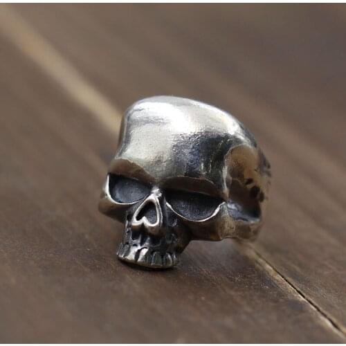 Solid Silver 925 Skull Rings Men Gothic Punk Wide Cuff Band Male Rings 100% Real 925 Sterling Silver Cool Mens Jewelry Free Box