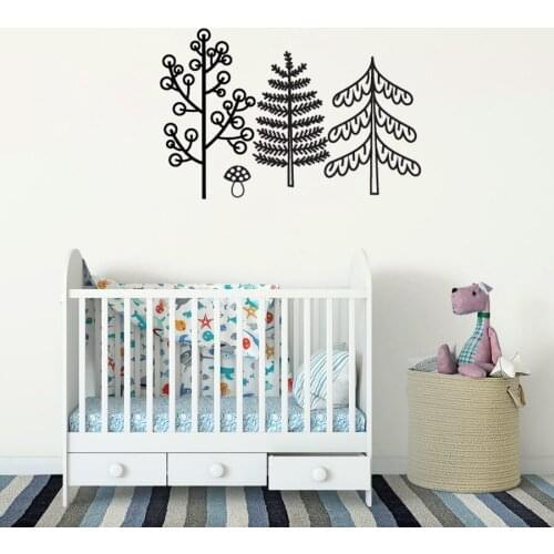 Nursery Wall Decor Stickers Set Cute Tree Vinyl Wall Decals Scandinavian Decoration Kids Room Monochrome Art Decal Mural S456