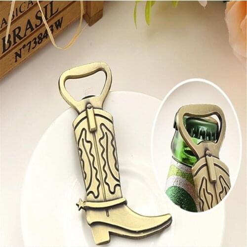 The Guests Present "Just Hitched" Cowboy Boot Bottle Opener Shoes Open Bottle Opener European Wedding Favor And Gift 20Pcs/Lot