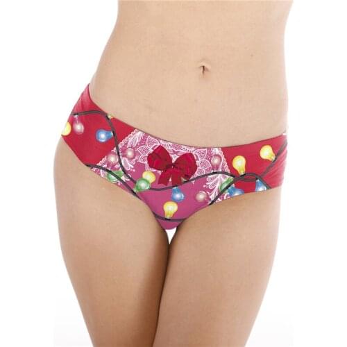 Sexy Christmas Lights Digital Print Christmas Panties Tangas for Women Cute Female Christmas Holiday 3D Printed Xmas Panties