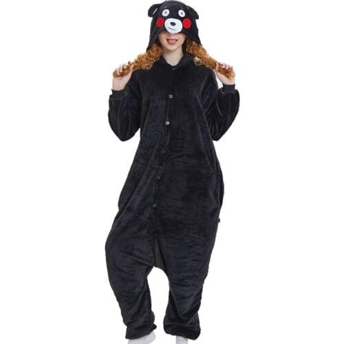 Kigurumi Kumamon Bear Pajamas Adults Animal Onesies Winter Sleepwear Women Men Flannel Nightwear Cosplay Costumes