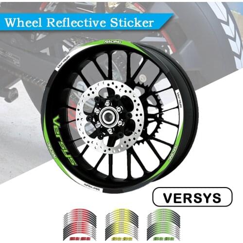 Strips Motorcycle Wheel Tire Stickers Car Reflective Rim Tape Motorbike Bicycle Auto Decals FOR KAWASAKI VERSYS X-300 650 1000